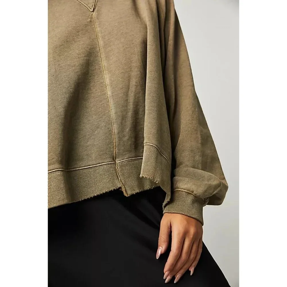 Free People Rework It & Reverse It Sweatshirt Top Oversized Cotton M NWT 283685